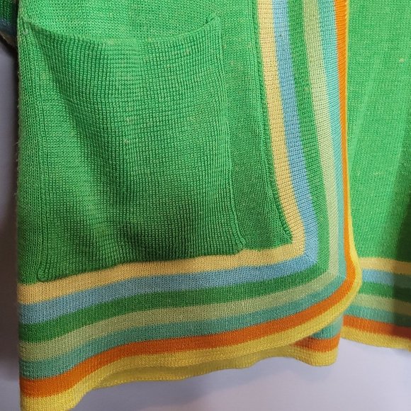 Vintage Cardigan Tie Waist Bright Green Renee Tener For Outlander Striped Trim - Picture 4 of 8